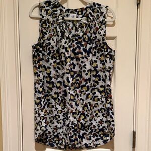 CAbi Women's Sleeveless Top with Bold Leopard Print